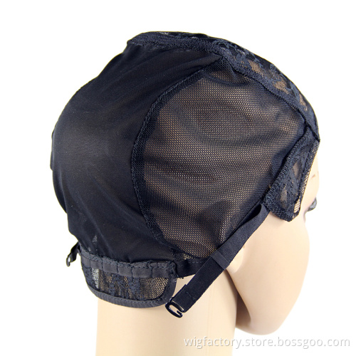 Stock Women Black Ventilate Plastic Elastic mesh wig caps, dome mesh wig cap, wig cap adjustable straps